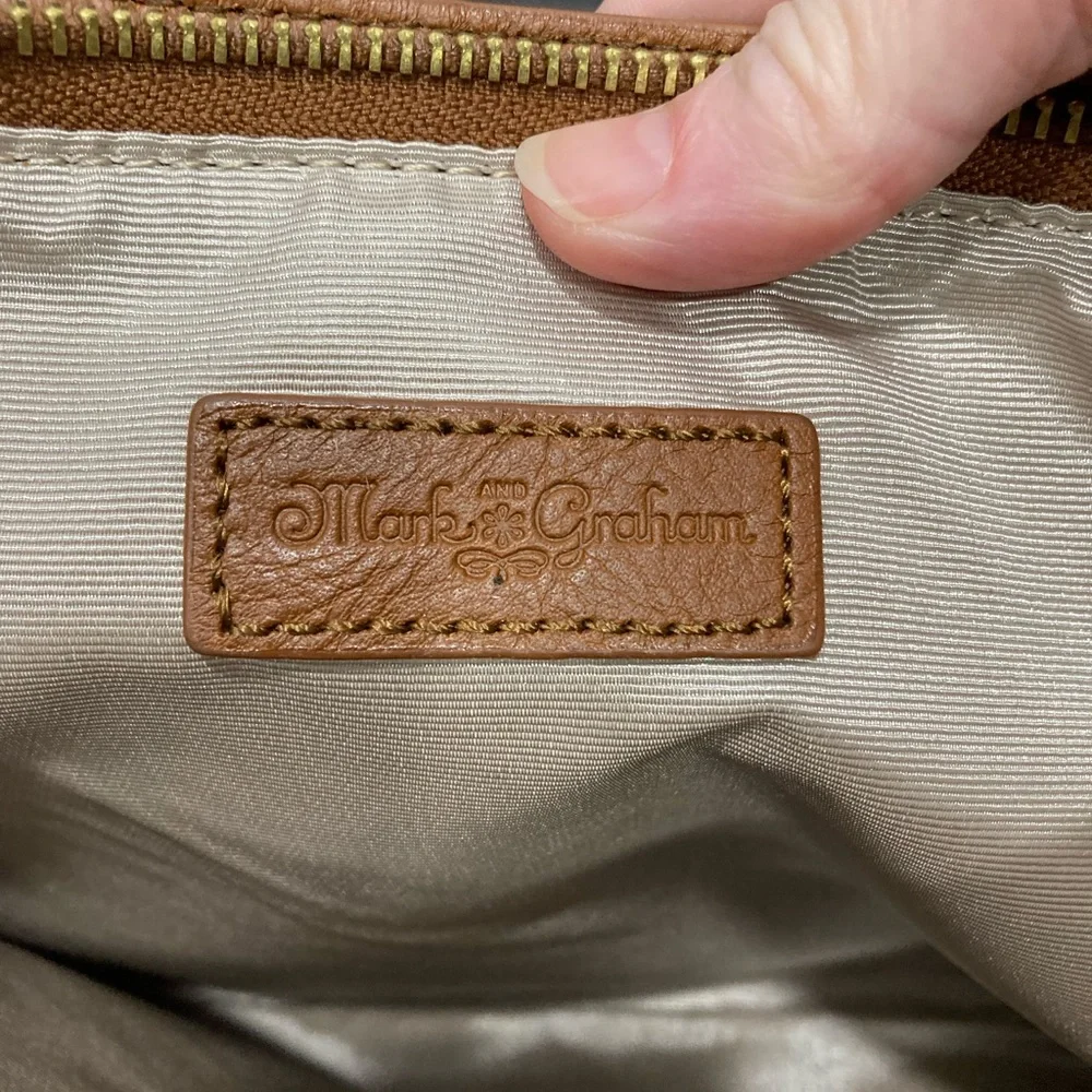 MARK & GRAHAM Fringed Cross Body Bag Purse Tan Leather and Suede NWOT - Picture 5 of 10